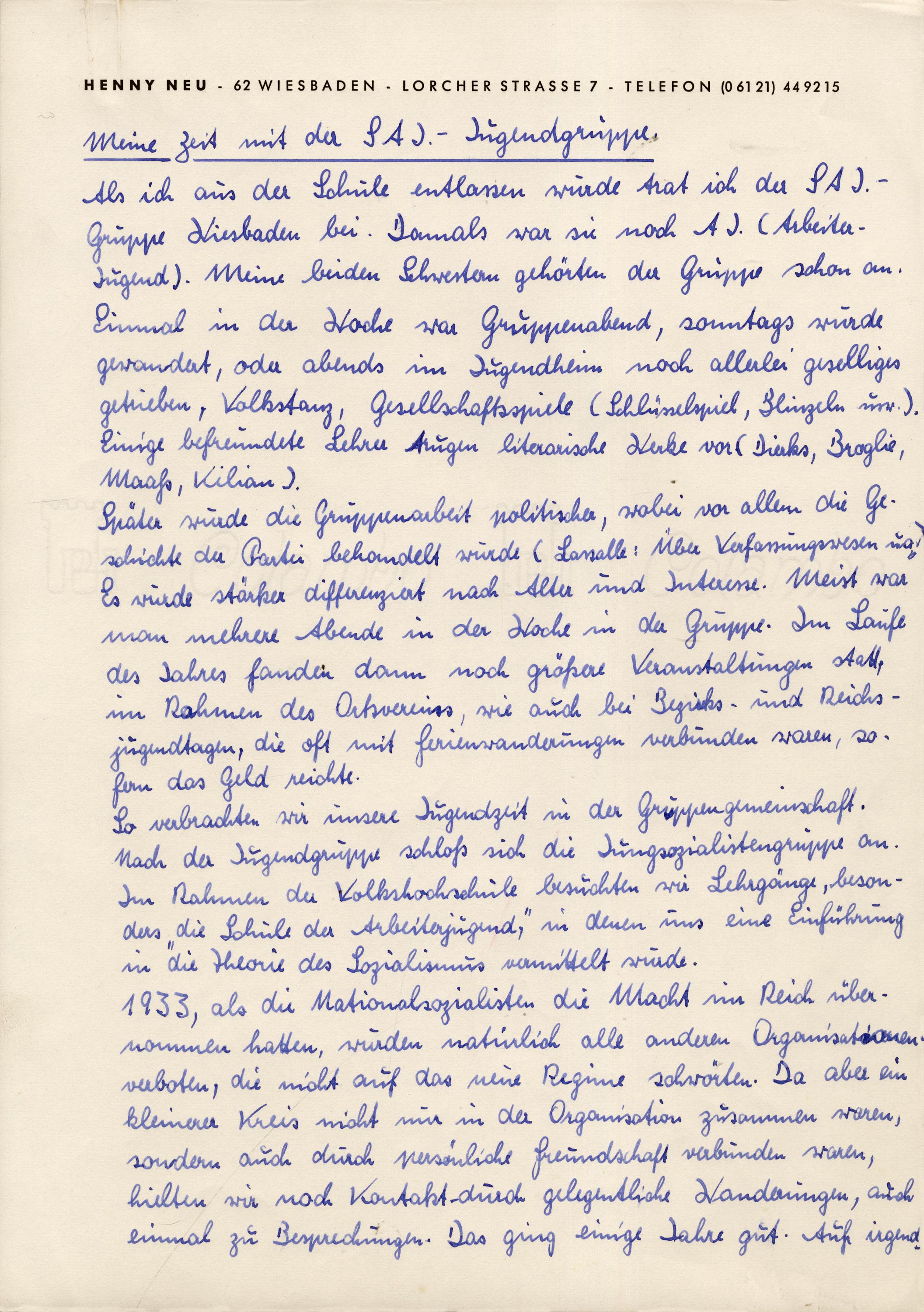 Erstes Blatt ihres vierseitigen Berichts